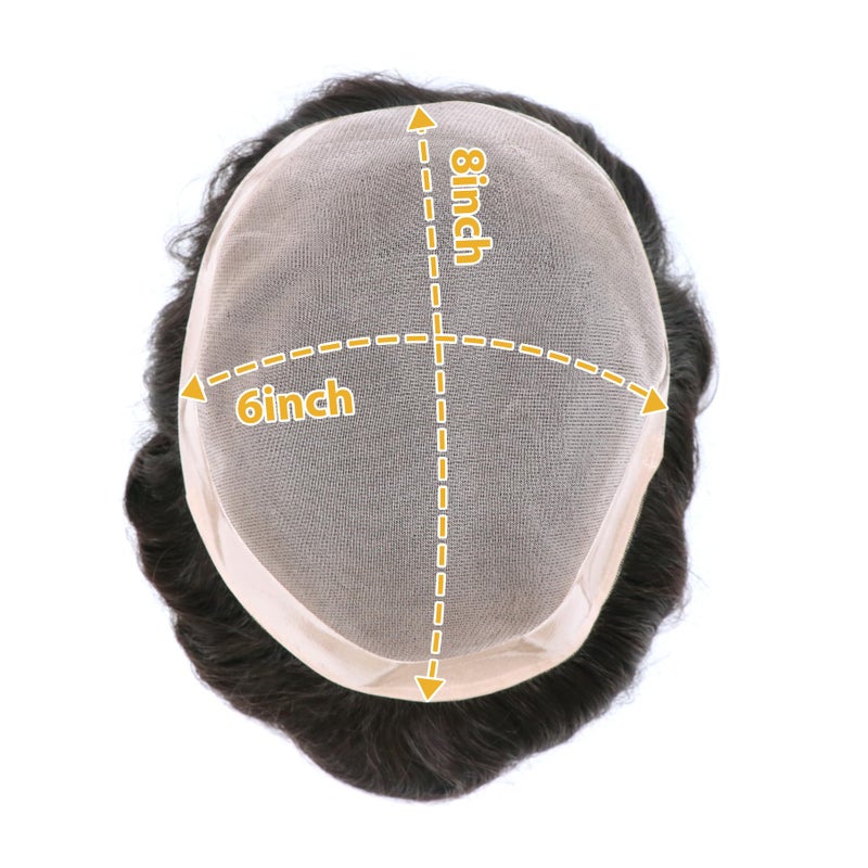 lumeng Hair System for Mens Toupee Hair Replacement System Mono Lace With Npu Reinforce Lace Systems Size 6x8 Inch 6 Inch Length Color 1# 100% Human Hair Unit Protesis Capilar Hombre Mens Toupee - Image 4